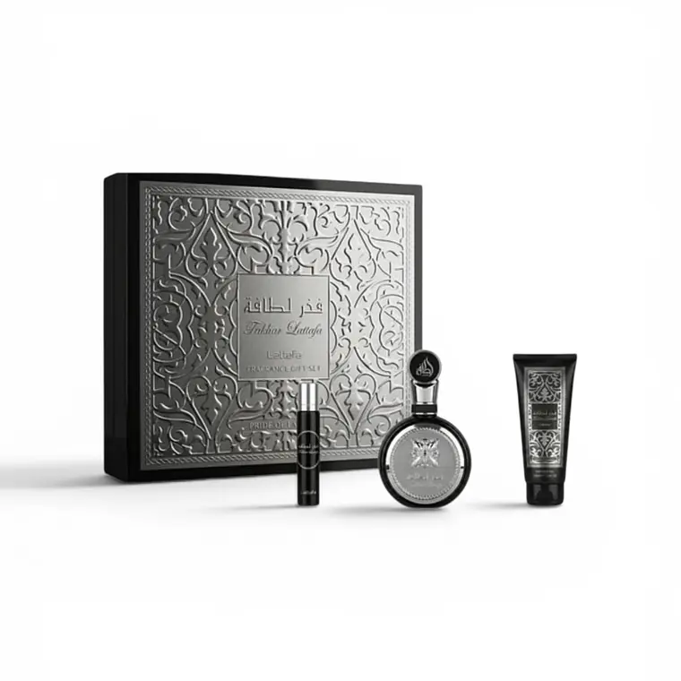 Lattafa estuche fakhar black edp 100 ml + 12 ml + sg 100 ml 1