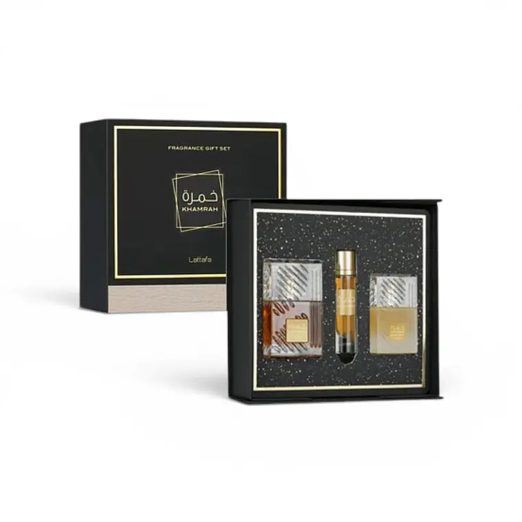 Lattafa khamrah estuche 100 ml edp + 12 ml + mist 50 ml  1