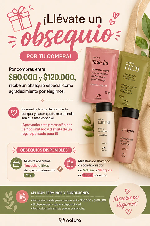 Obsequio por compras entre 85.000 a 120.000