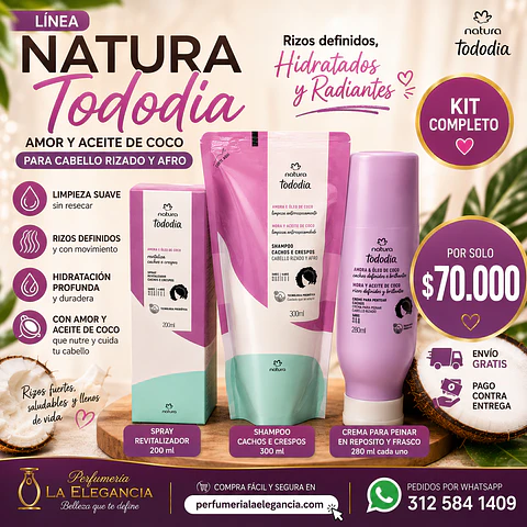 Kit Tododia Cabello Rizado Mora y Aceite de Coco
