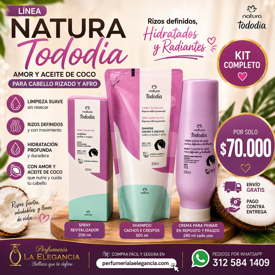 Kit Tododia Cabello Rizado Mora y Aceite de Coco 1