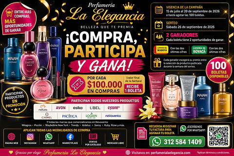 🎉✨ ¡COMPRA, PARTICIPA Y GANA CON PERFUMERÍA LA ELEGANCIA! ✨🎉