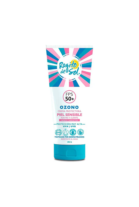 Rayito de Sol Protector Solar Ozono Piel Sensible 50fps niño y Adultos 190g