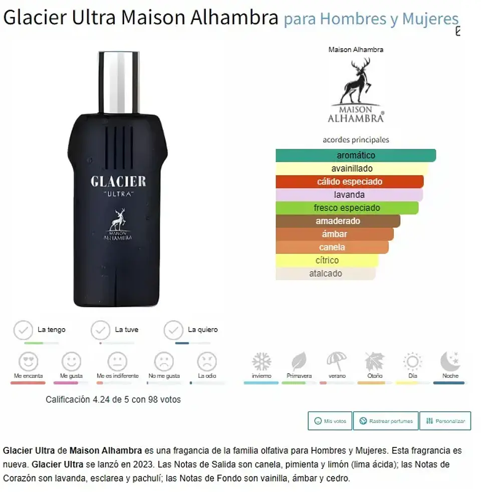 Maison Alhambra Glacier Ultra Edp 100ml Hombre 3