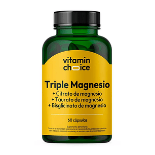 VITAMIN CHOICE Triple Magnesio Citrato, Bisglicinato, Tarato 60 Cápsulas
