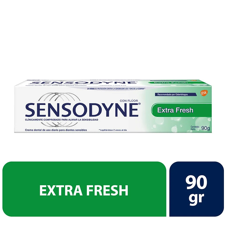 SENSODYNE Pasta Dental Extra Fresh con Fluor Dientes Sensibles 90 grs 1