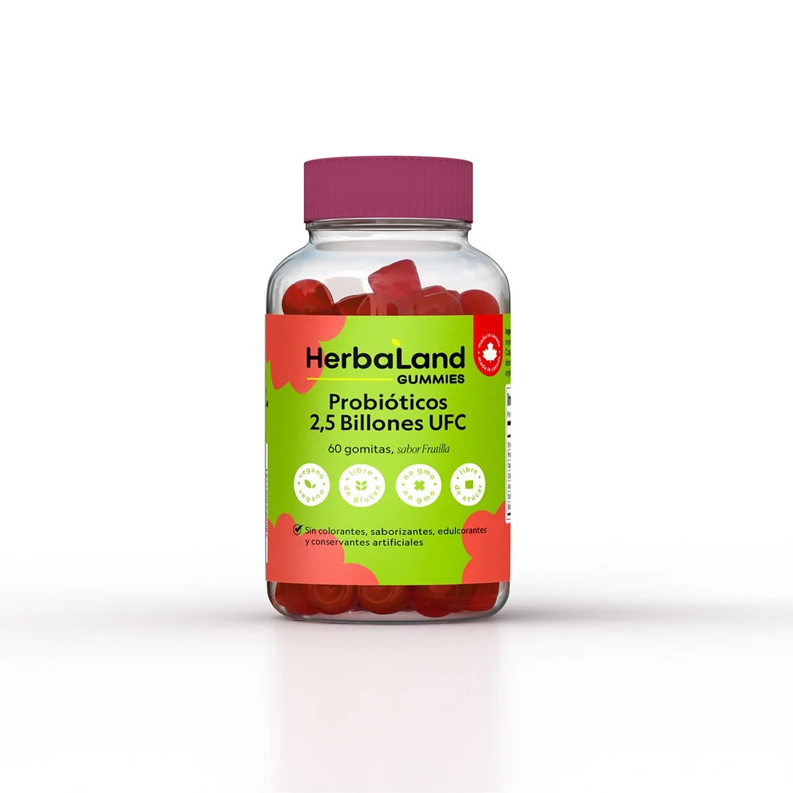 HERBALAND Gummies Probiotic 60 Gomitas Veganas Sabor Frutilla 1