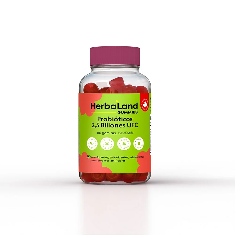 HERBALAND Gummies Probiotic 60 Gomitas Veganas Sabor Frutilla 1