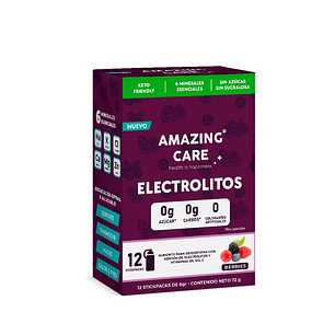 Amazing Care Bebida Electrolitos sabor Berries sin azúcar 12 sobres 6 gr,