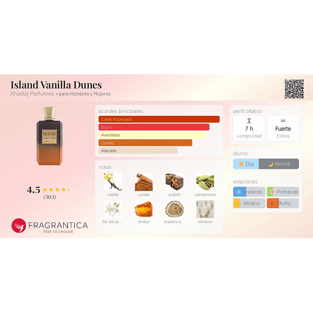 Perfume Khadlaj Island Vanilla Dunes Extrait de Parfum 100 Ml Unisex