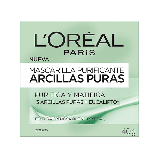 Mascarilla Purificante Arcillas Puras 40 Gr L'Oréal Paris