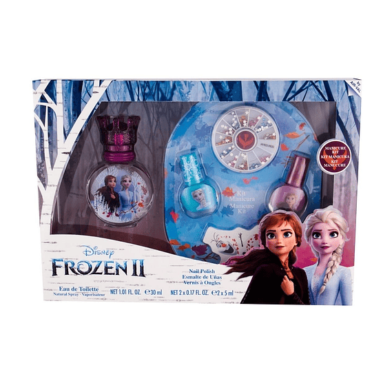Estuche Disney Frozen II Edt 30Ml+2x5Ml Nail Police+Esmalte de UÃ±as+Kit Manicura Muje
