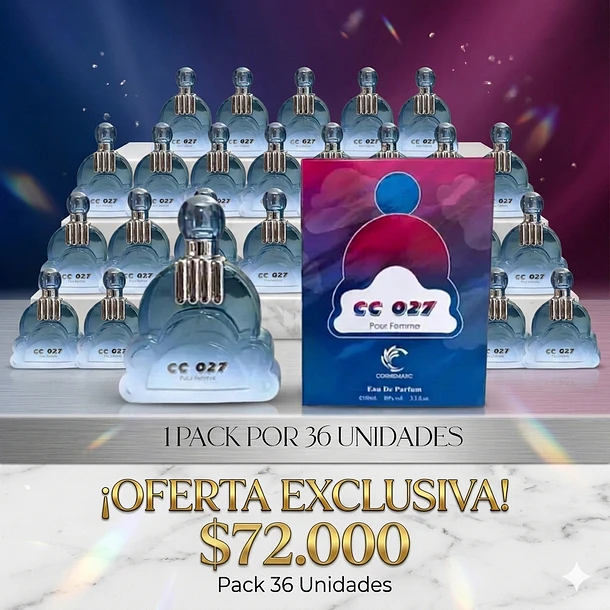 Pack 36 Unidades CC 027 Pour Femme edp 100ML Cosmemarc mujer $2000 C/U