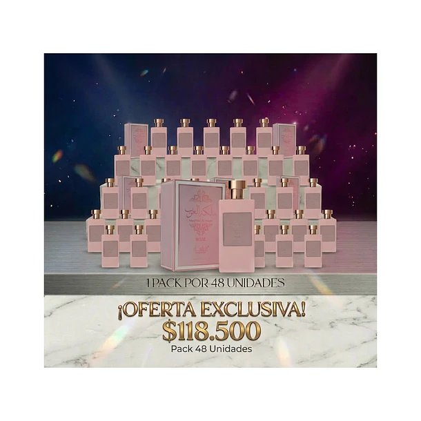PACK DE 48UN.Malikat Al Arab Rose Manasik Edp 100Ml Mujer
