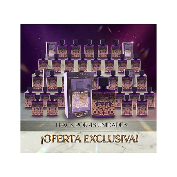 Pack 48 Unidades Badr Al Oud Amethyst edp 100ML Al-Fakhir Perfumes unisex - Inspirado en Bade al oud Amethyst