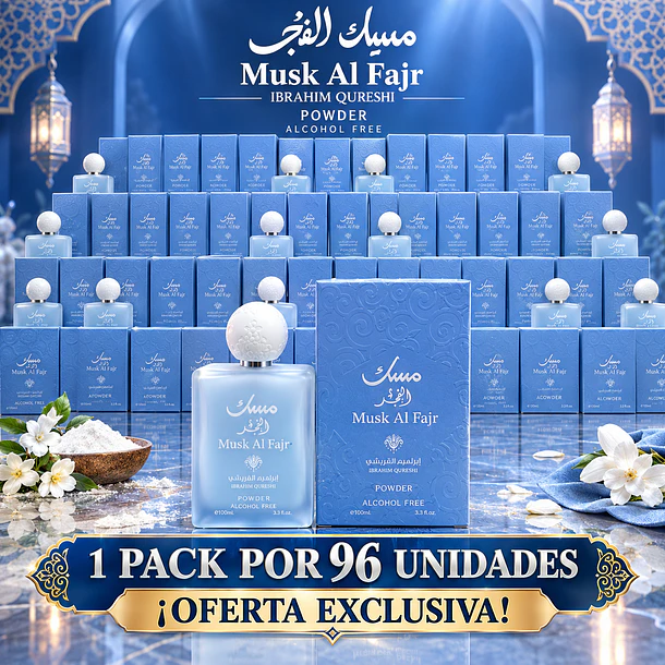 Pack 96 Unidades Musk Al Fajar Powder Manasik Ibrahim Qureshi Alcohol Free 100 Ml Unisex . 