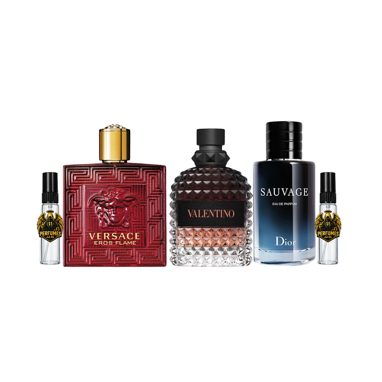 PACK DECANT DESEO SALVAJE (VALENTINO BIR CORAL FANTASY - VERSACE EROS FLAME - DIOR SAUVAGE EDP) 1