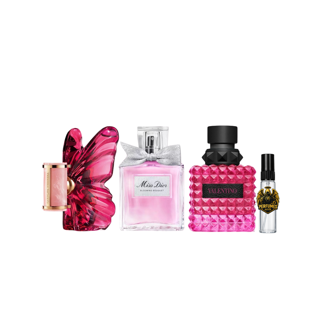 PACK DECANT TOP MUJER (LA BOMBA CAROLINA HERRERA - VALENTINO BIR EXYTADOSE DONNA - MISS DIOR BLOOMING BOUQUET) 1