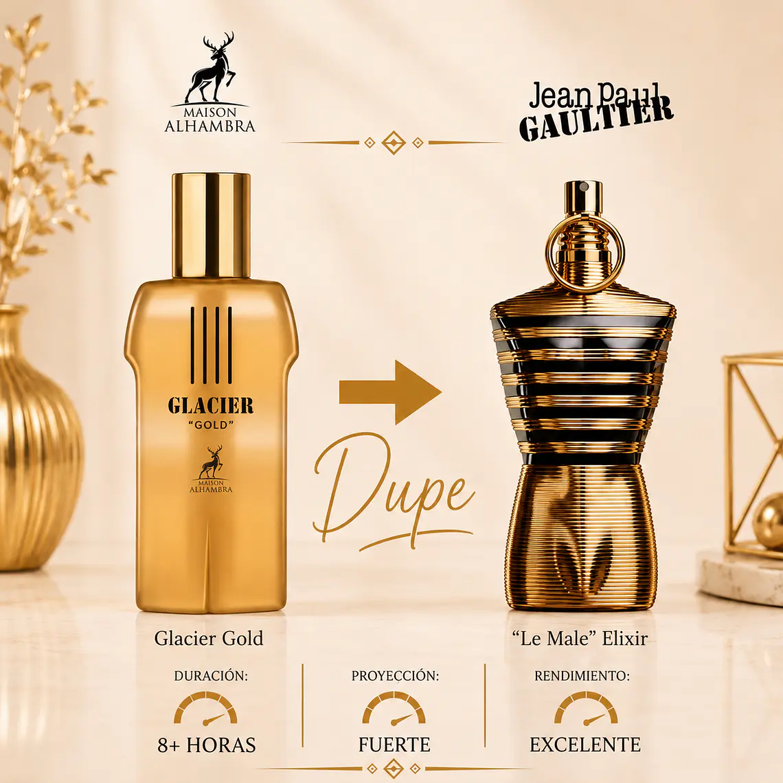 PERFUME GLACIER GOLD HOMBRE 30ML - MAISON ALHAMBRA (DUPE LE MALE ELIXIR JPG) 2