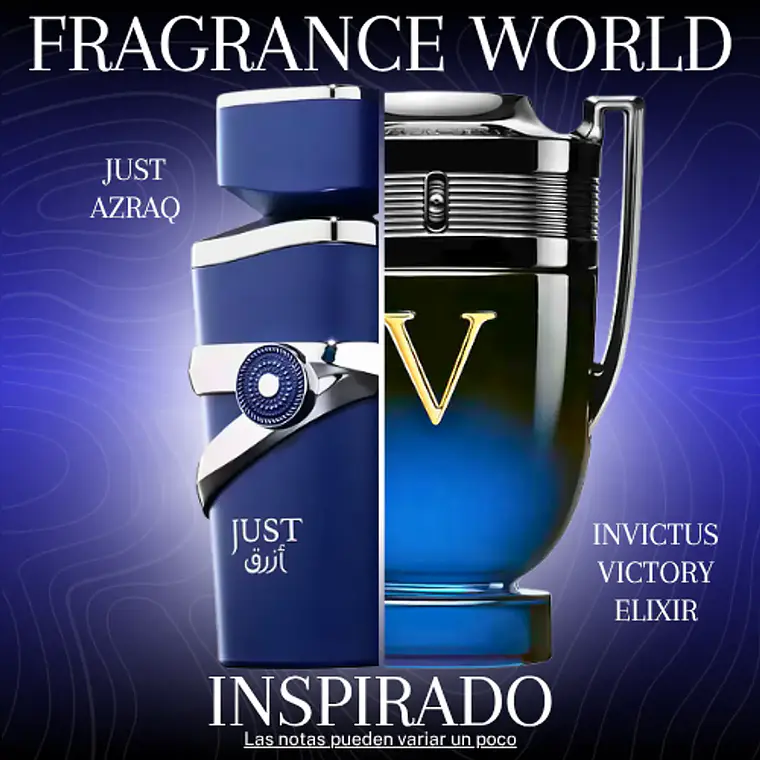 DECANT FRAGANCE WORLD JUST AZRAQ EDP UNISEX - DUPE INVICTUS VICTORY ELIXIR 3