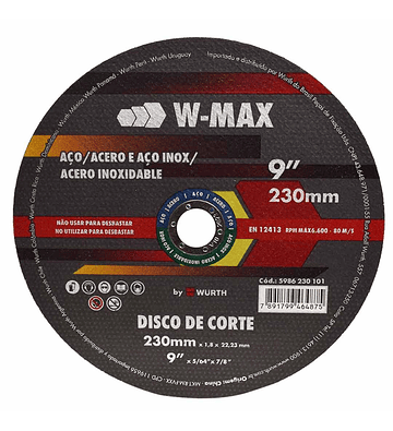 Disco corte inox W-Max Rush Wurth 9"