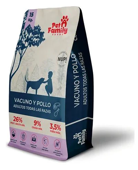 Petfamily Alimento Vacuno y Pollo todas las razas 5kg y 15kg