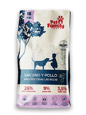 Petfamily Alimento Vacuno y Pollo todas las razas 5kg y 15kg