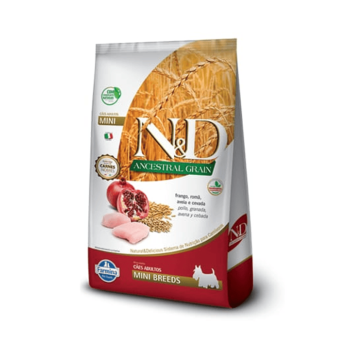 N&D Adult Mini Breeds Pollo y Granada 2,5kg 1