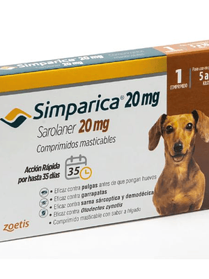 Simparica 20mg (5 a 10kg) 1 comprimido