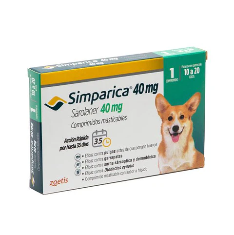 Simparica 40mg (10 a 20kg) 1 comprimido