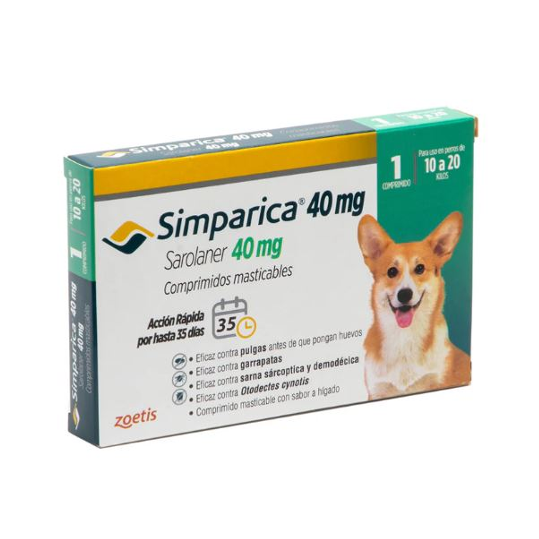 Simparica 40mg (10 a 20kg) 1 comprimido 1