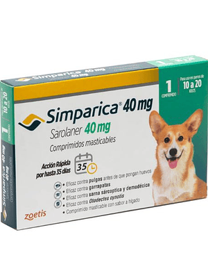 Simparica 40mg (10 a 20kg) 1 comprimido