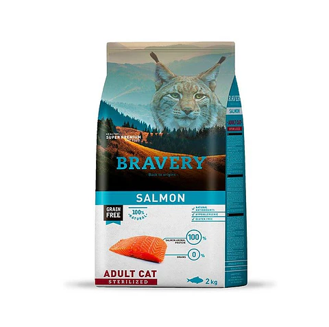 Bravery 2kg Salmon Gato Adulto Esterilizado