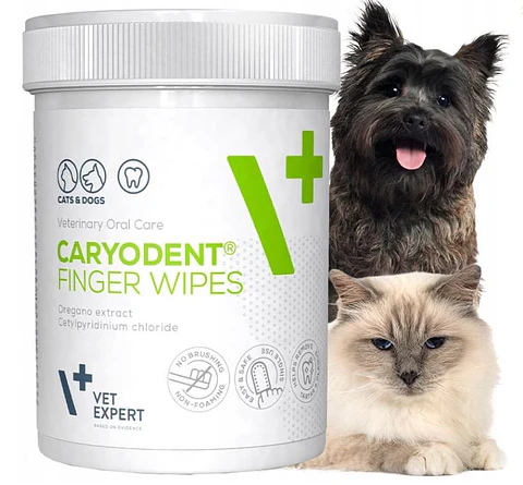 Toallitas Dentales Perro y Gato Caryodent Finger Wipes 50 unidades