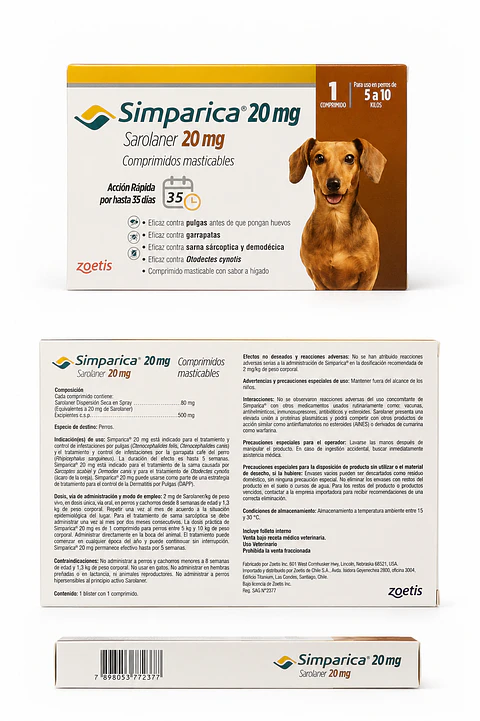 Antiparasitario Simpárica 5 a 10 kilos 1 comprimido