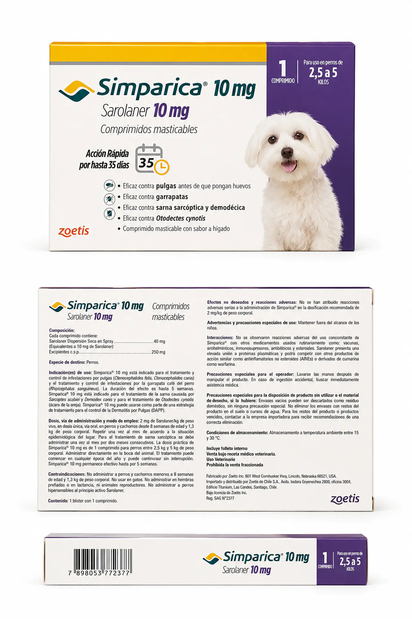 Antiparasitario Simpárica de 2.5 a 5 kilos 1 comprimido 1