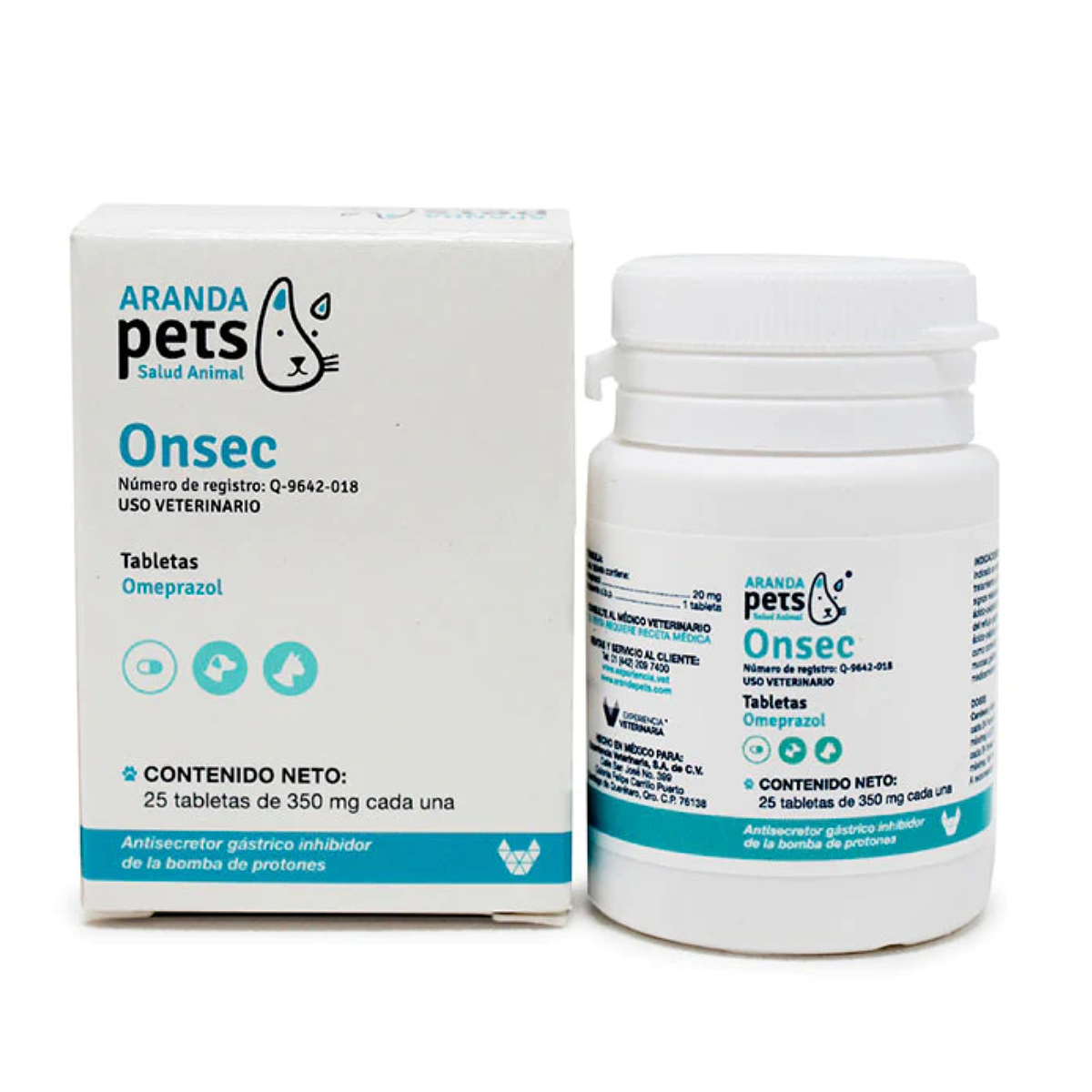 Onsec con 25 Tabletas Omeprazol para Perro y Gato