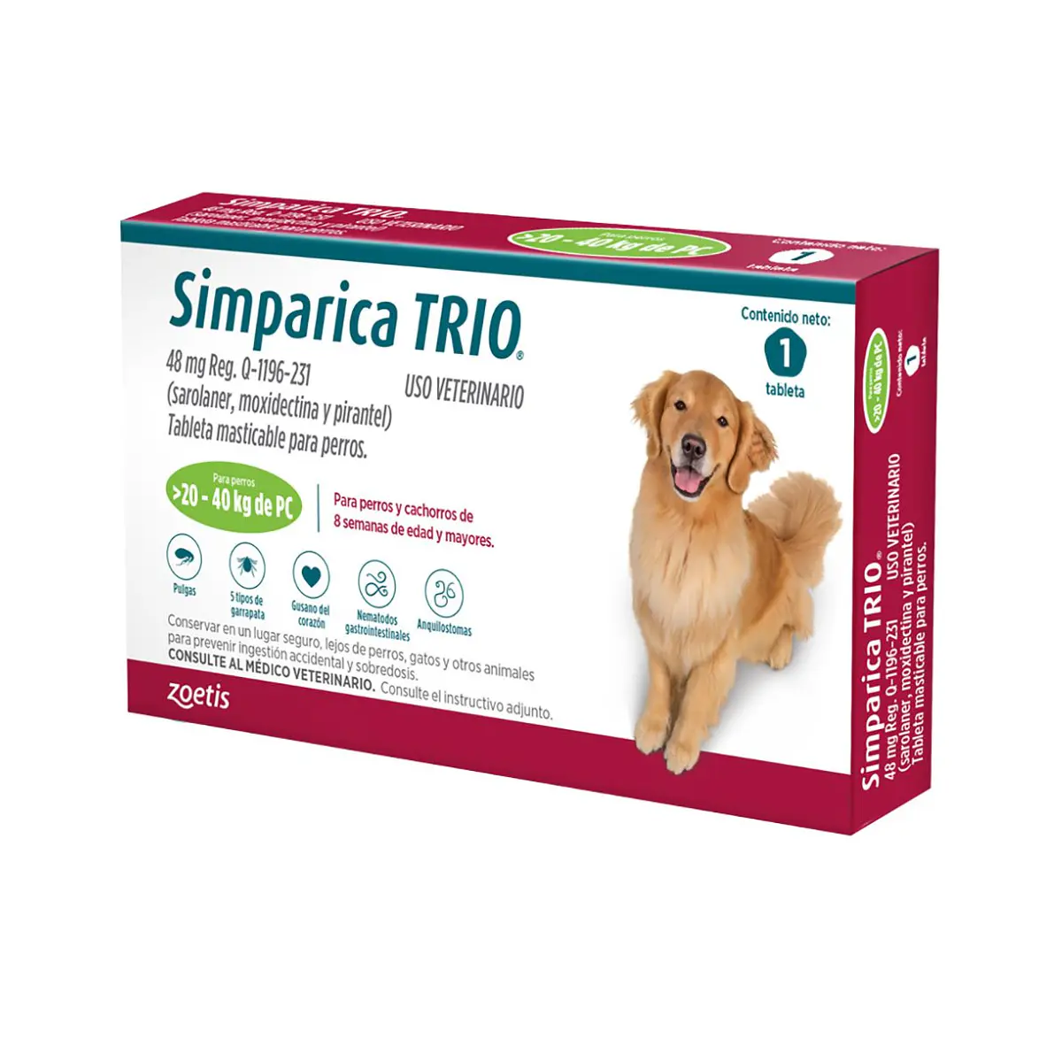 Pastilla SImparica Trio para ** Perros ** de 20 a 40 kg