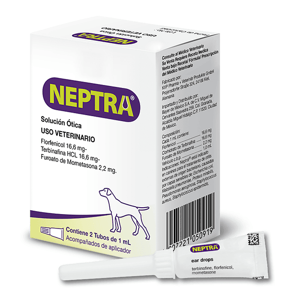 Neptra Solución Ótica para Perros 2 tubos de 1 ml