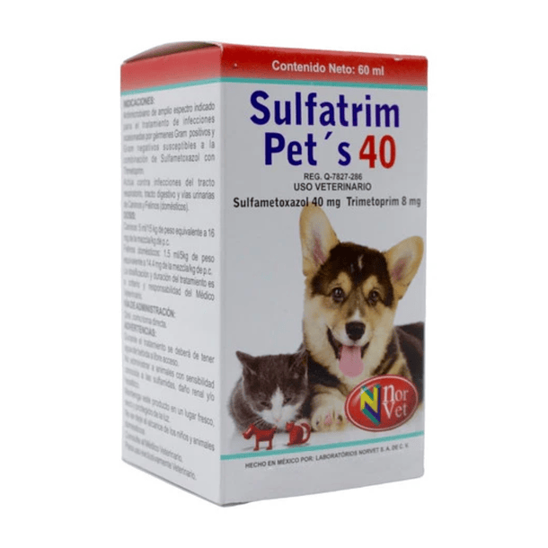 Sulfatrim Pet's 40 para perro y Gato 60 ml
