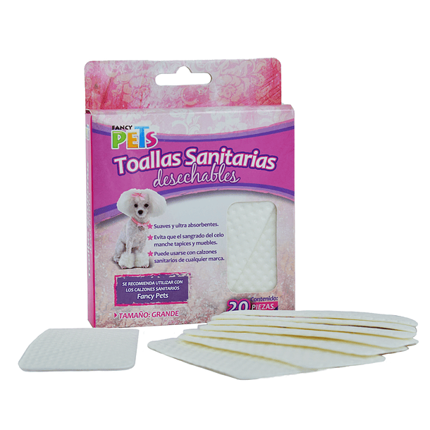 Toallas Sanitarias Desechables Para Perros Hembra Grande 20 Pzas