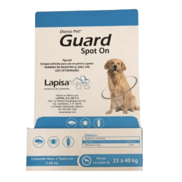 Pipeta Dorso Pet Guard Spot On para Perro de 21 a 40 Kg.
