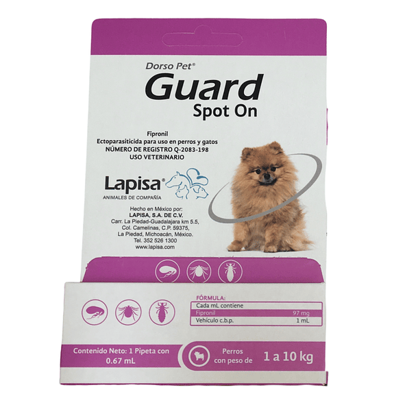 Pipeta Dorso Pet Guard Spot On para Perro de 1 a 10 Kg