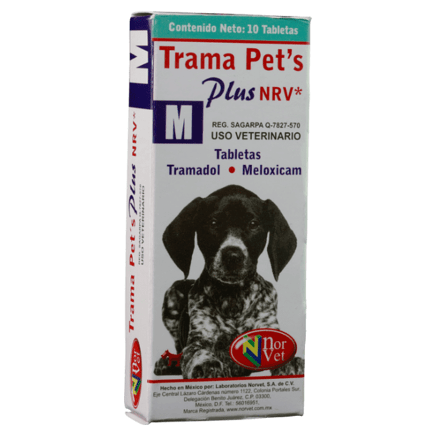 Trama Pet´s Plus NRV* M Tramadol+Meloxicam con 10 tabletas para perros 