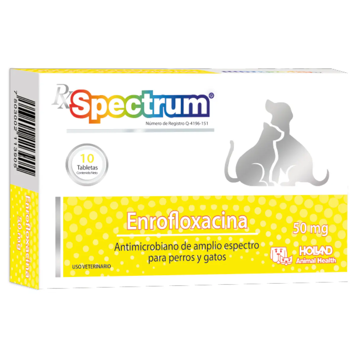 Rx Spectrum® Erofloxacina Para Perro y Gato 50 mg