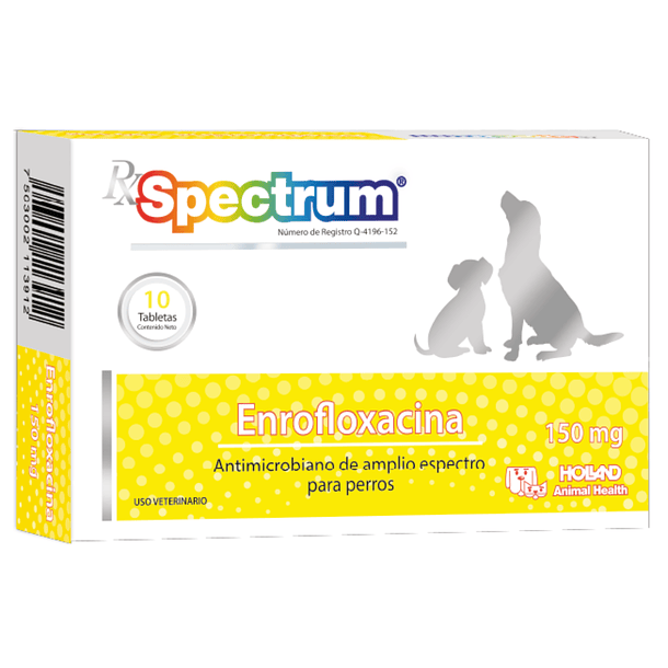 Rx Spectrum® (Enrofloxacina) para perro con 10 tabletas de 150 mg