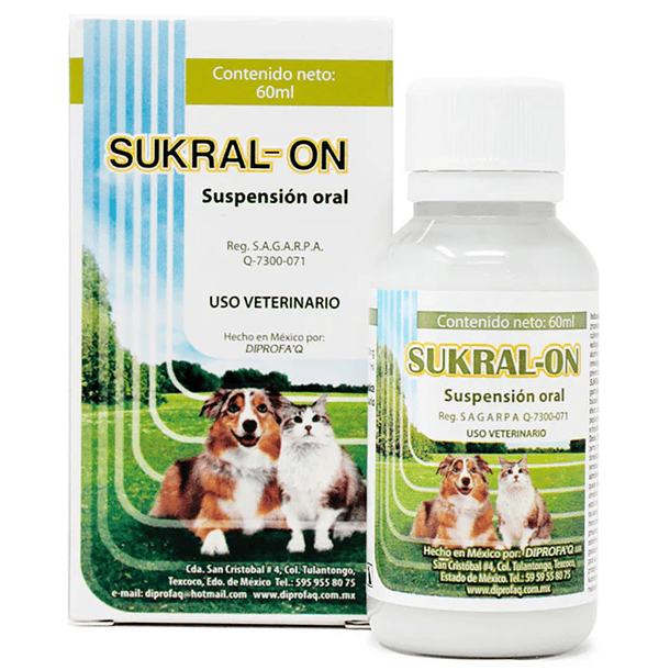 Sukral-on suspensión 60ml *(Sucralfato)* para perro y gato