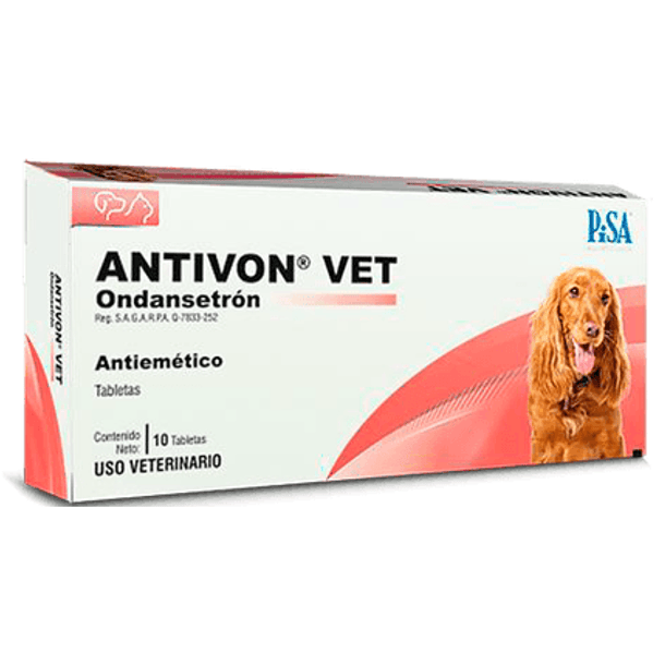 Antivon Vet (Ondarsetrón) 4mg para perros caja con 10 tabletas 