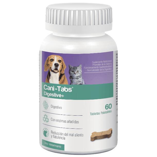 Cani-Tabs Digestive+ frasco con 60 tabletas 