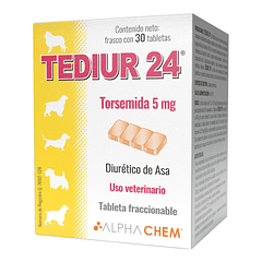 Tediur 24 frasco con 30 tabletas (Torsemida 5mg)